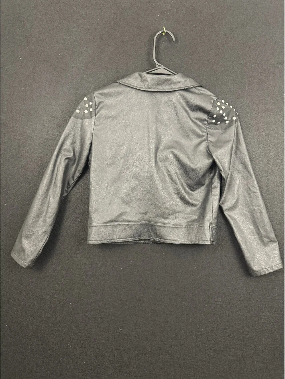 Girls' Disney Signed Special Edition Black Faux Leather Studded Jacket M (10/12)